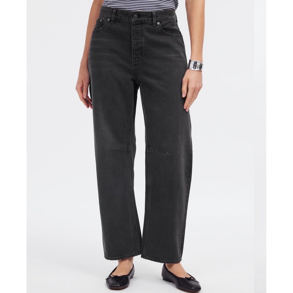 Madewell The Darted Barrel-Leg Jean Lunar Wash Faded Black Denim DM7906 Size 26